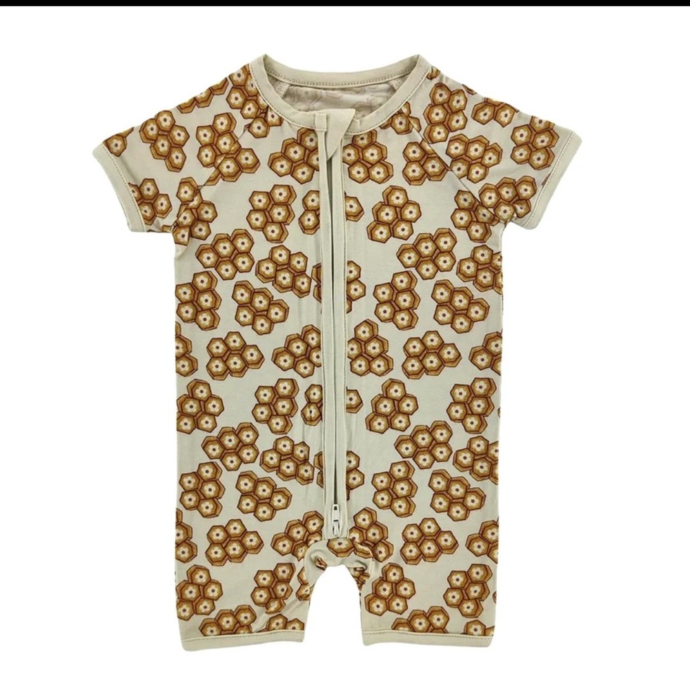 little one shop Sweet Honeycomb Bamboo Short Romper NWT Size 3T